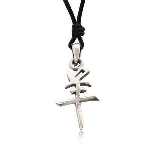 Ram Goat Chinese Zodiac Silver Pewter Charm Necklace Pendant Jewelry - Picture 3 of 3