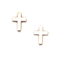 14K Solid Yellow Gold 6x7MM Cross Stud Earrings Push Back ER-ST32