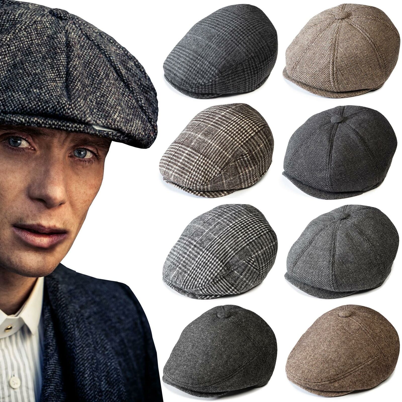 AYAMAYA Gorra Plana Hombre, Gorro Shelby Gatsby Newsboy Gorra Baker Boy Gorra  Plana Talla Ajustable Verano/Invierno MFZFUKR LN-1478