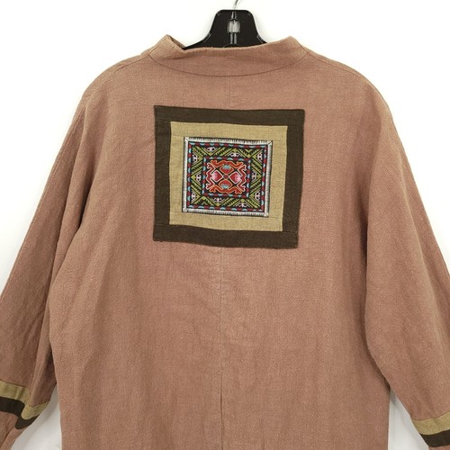 Womens Jacket Brown OS One Size No Tags Boho Hippie Artsy Oversized Linen? - Picture 5 of 12
