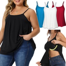 Camisoles for Women with Built in Padded Bra Flowy Tank Tops Adjustable Strap US