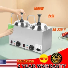 Commercial Hot Fudge Warmer Nacho Cheese Sauce Warmer w/ Pump Dispenser 1600W