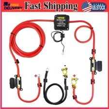 VEVOR Split Charge Relay Kit; 6mtr 12V; Automatic Dual Battery Isolator Kit with