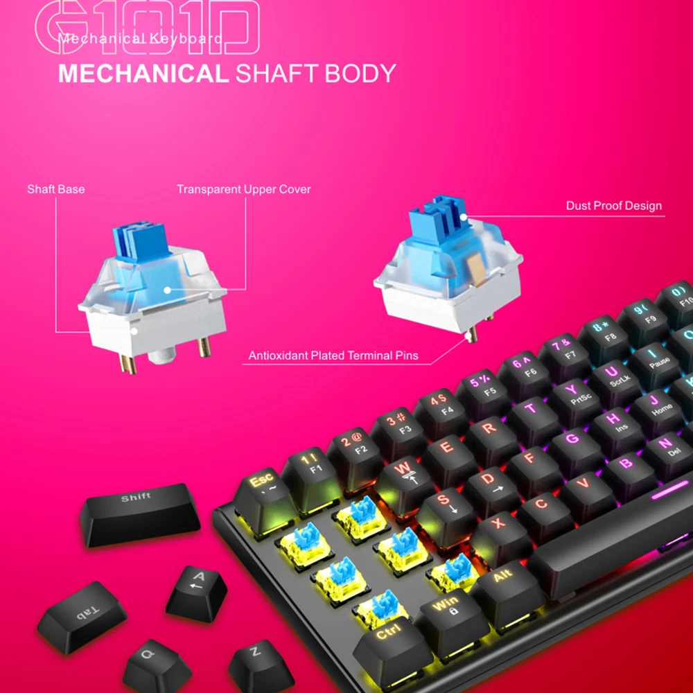 Mechanical Wired Gaming Keyboard with Colorful Backlit W4G5 Illuminated Keys
