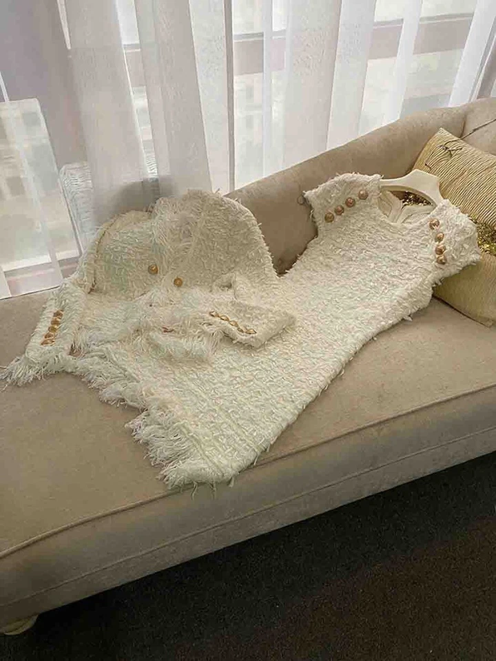 Abrigo Borla Doble Pecho Hecho a Medida 2 Piezas Traje Plus 1X-10X L770 Foto 3 de 4