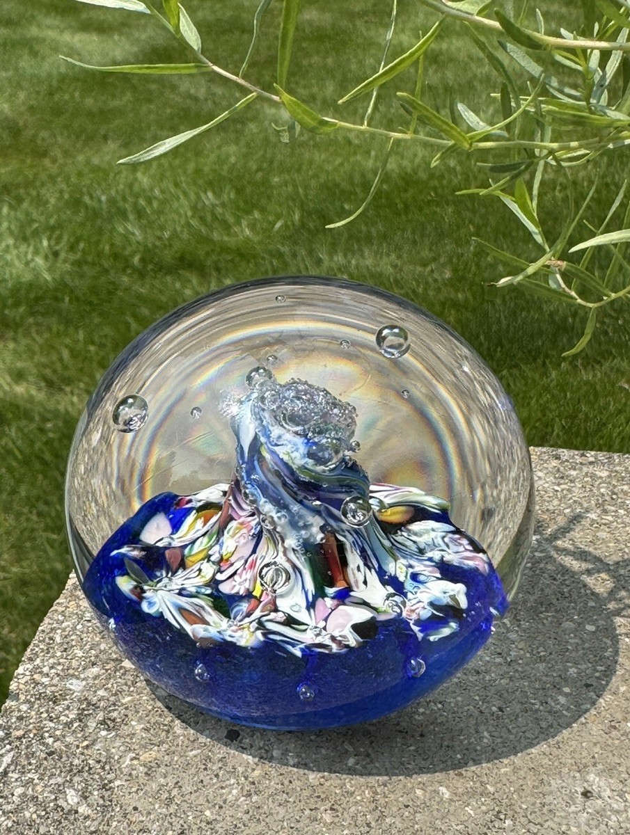 CAITHNESS Scotland Myriad Blue Wave Swirl Art Glass