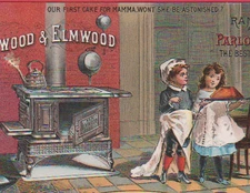 HAVERHILL MA TRADE CARD,GLENWOOD & ELMWOOD STOVES & RANGES, WEIR STOVE CO  V1061