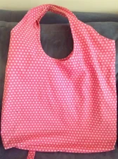 LANDS END PINK WITH WHITE FLOWERS REUSABLE BAG 100% COTTON - USED