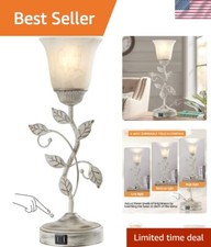 Vintage Style Table Lamp with 3-Way Touch Control  USB Ports for Bedroom
