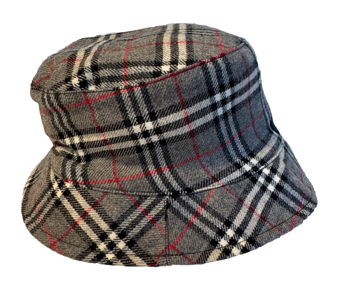 Vintage Women's Gray Plaid Reversible Burberry Bucket Hat