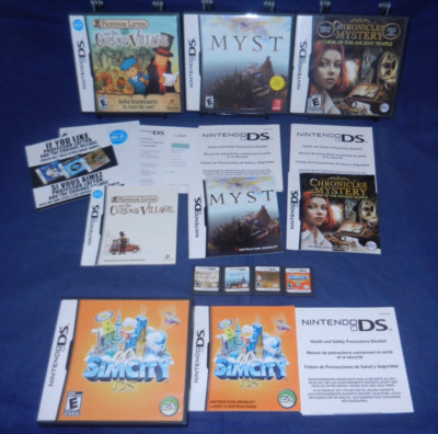 DS; Professor Layton & Curious Village, Myst, Sim City DS, Chronicles of Mystery