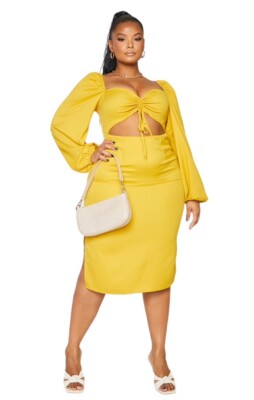 white christmas dresses Butter Yellow Linen Bias Cut Midi Dress