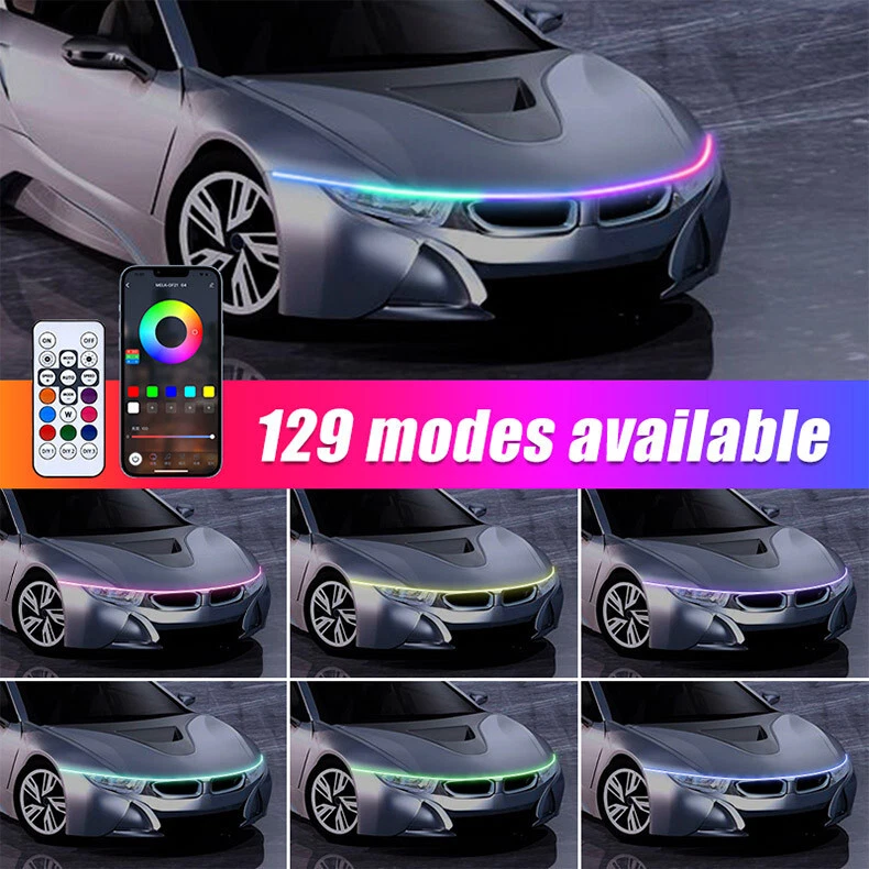 Tira de luces LED RGB para capó de coche luces de circulación diurna TuinLamp APP control remoto Foto 4 de 4