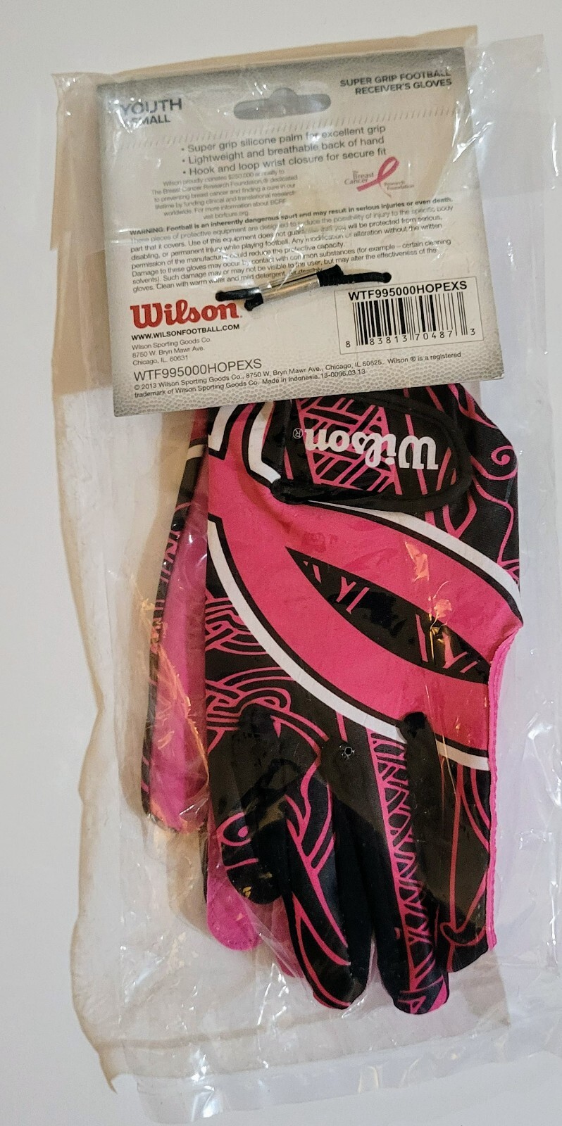 Wilson Super Grip Youth XS Football Receiver Gloves Pink and Black eBay