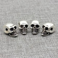 4pcs of 925 Sterling Silver Skull Beads Punk Skeleton Spacers