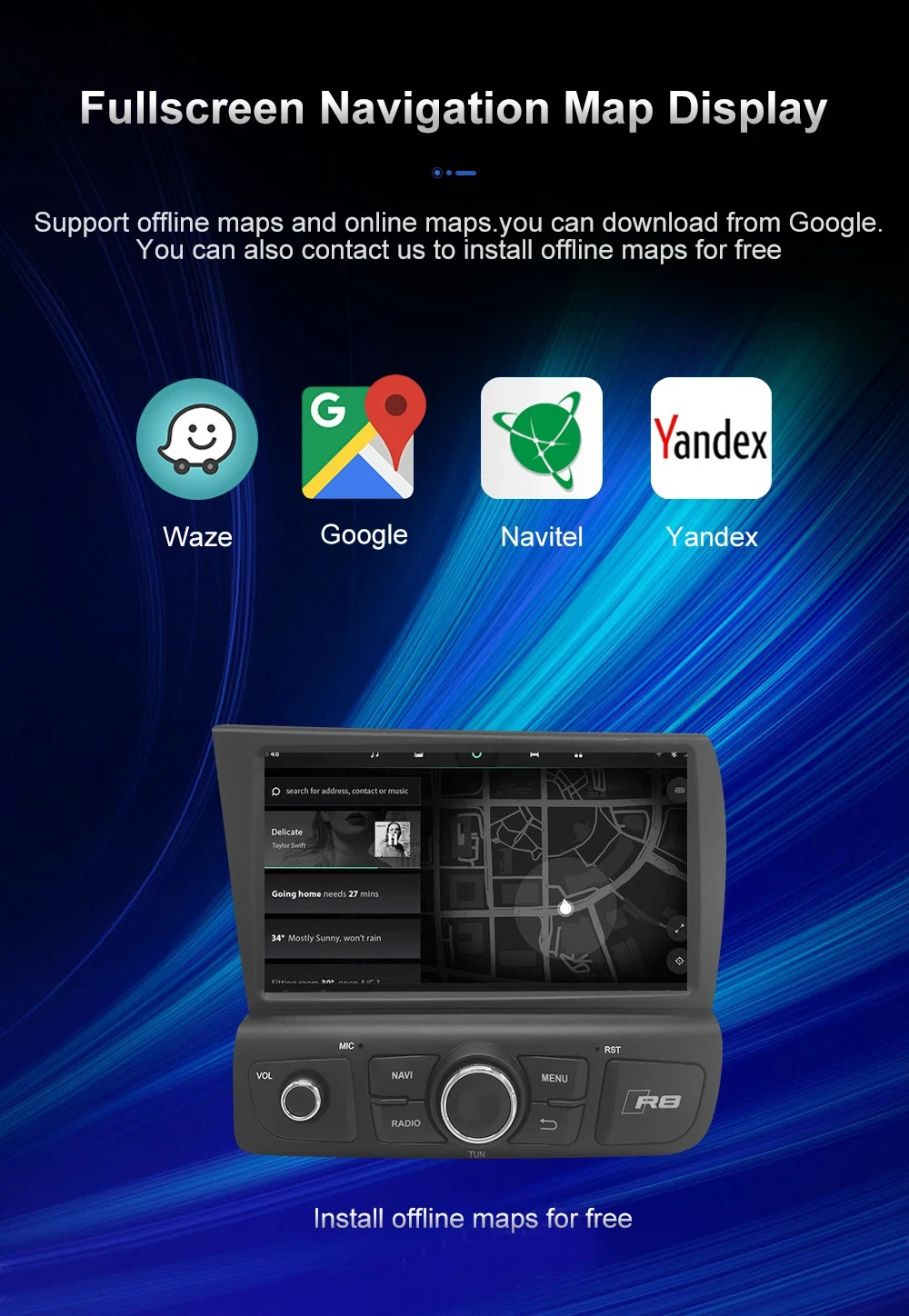 8" Touch Screen GPS Navigation CarPlay For AUDI R8 2007~2015 New Android Radio