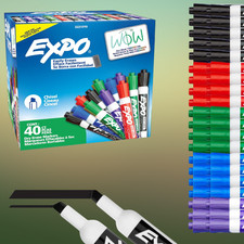 Dry Erase Markers 40 Count Assorted Colors Chisel Tip Low Odor Bulk New Set