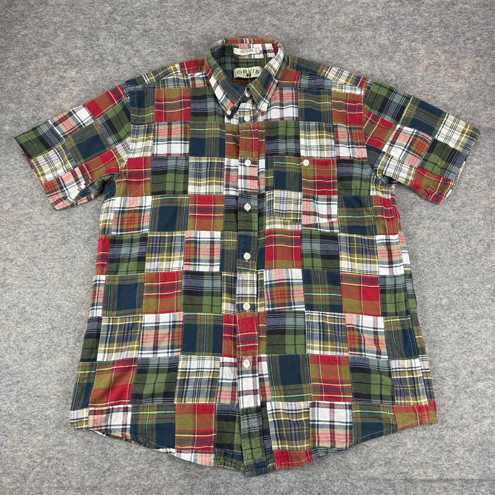 Vintage Orvis Madras Patchwork Button Down Shirt … - image 1