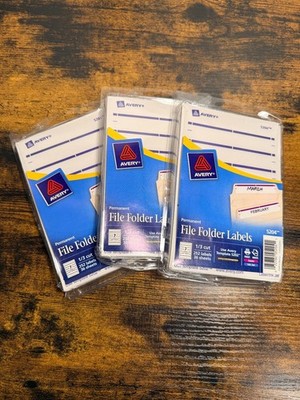 3 packages of AVERY Permanent File Folder Labels 5204 PURPLE 1/3 cut