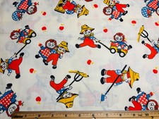 Antique Vintage Cotton Fabric 1950s Raggedy Ann Andy NOVELTY 36w 1yd