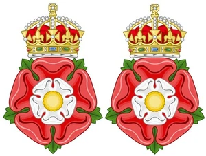 2 x Tudor Rose Union Rose Royal Crown Self Adhesive Vinyl Sticker