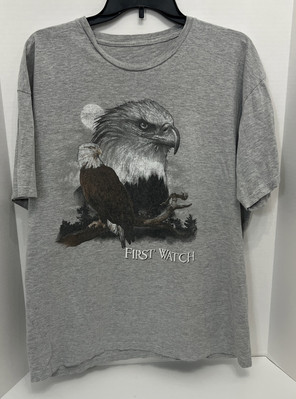 Patriotic Vintage Bald Eagle Head graphic T-shirt gray Grey 90s patriotic size L