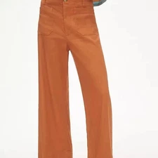 Maeve Anthropologie The Colette orange high-waisted wide-leg linen pants