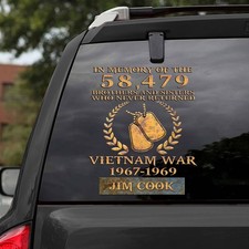 Personalized Vietnam Veteran Car Sticker Proud Military Window Decal Vinyl Decor