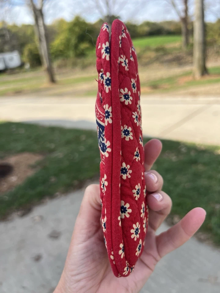 De colección Años 90 Vera Bradley Americana Rojo Azul Paisley Estuche Preppy Clásico Foto 3 de 4