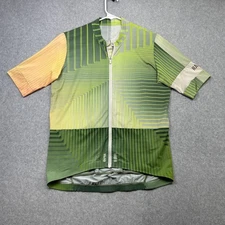 Rapha Tunnel Vision Pro Team Jersey Mens Large Green Yellow Geometric Zip Pocket