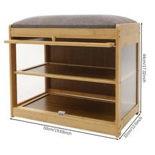 Entryway Shoe Bench Shoe Rack Bench with Cushion Shoe Rack Bench 50cm Log Color