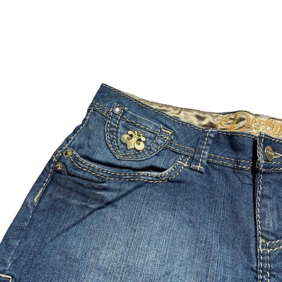 Pantalones Cortos De Colección Y2K Dereon Denim Booty Para Mujer 5/6 Azul Dorado Beyoncé Nuevo Antiguo Stock Foto 4 de 4
