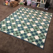 Handmade Patchwork Plaid Quilt Bedspread Blanket 94  x 82  Large