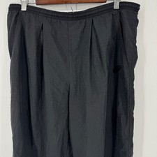 Nike VTG 90s Mens Black Nylon Windbreaker Track Pants Elastic Waist Medium