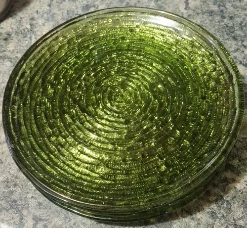 Vintage Set Of 5 Anchor Hocking Soreno 7 1/4 Salad Plates Avocado Green HTF