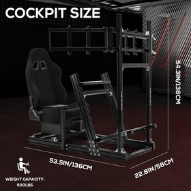 Supllueer 4080 Aluminum Racing Simulator Cockpit With Triple Monitor Mount &Seat