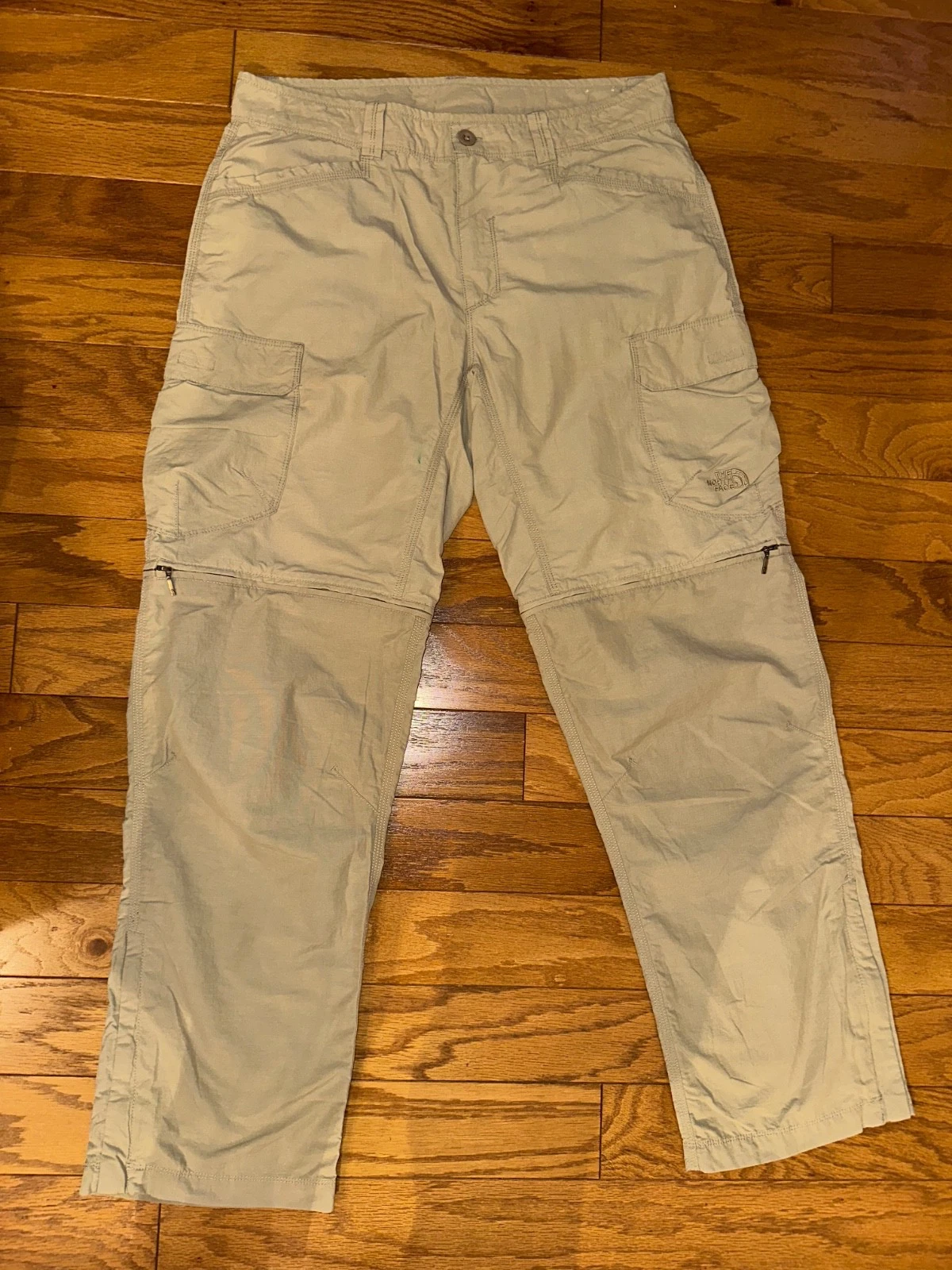 North Face Convertible Trail Hiking Tan Pant Men Cargo Lightweight Nylon Bl 34