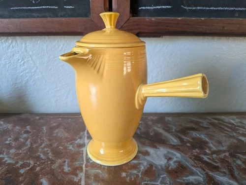 OLD Fiestaware Fiesta Yellow Demitasse Coffee Pot Stick Handle Vintage HLC