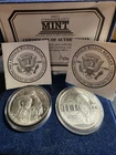 RARE! RONALD REAGAN 2 Oz .999 SILVER COIN SET. COA, INAUGURATION & BERLIN WALL