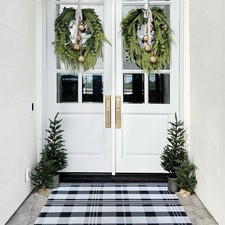 Black and White Plaid Rugs, 3'x5' Area Rug Outdoor Indoor Front Porch Doormat...