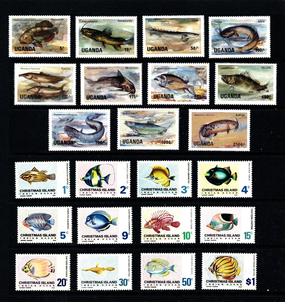 BRITISH COMMONWEALTH - 8 mint FISH definitive sets on 4 scans ( SEE LIST) - Image 2 of 4