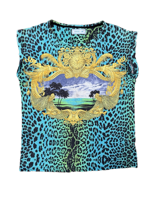 Versace X H&M Rare Green Leopard Animal Print Miami T-shirt | eBay