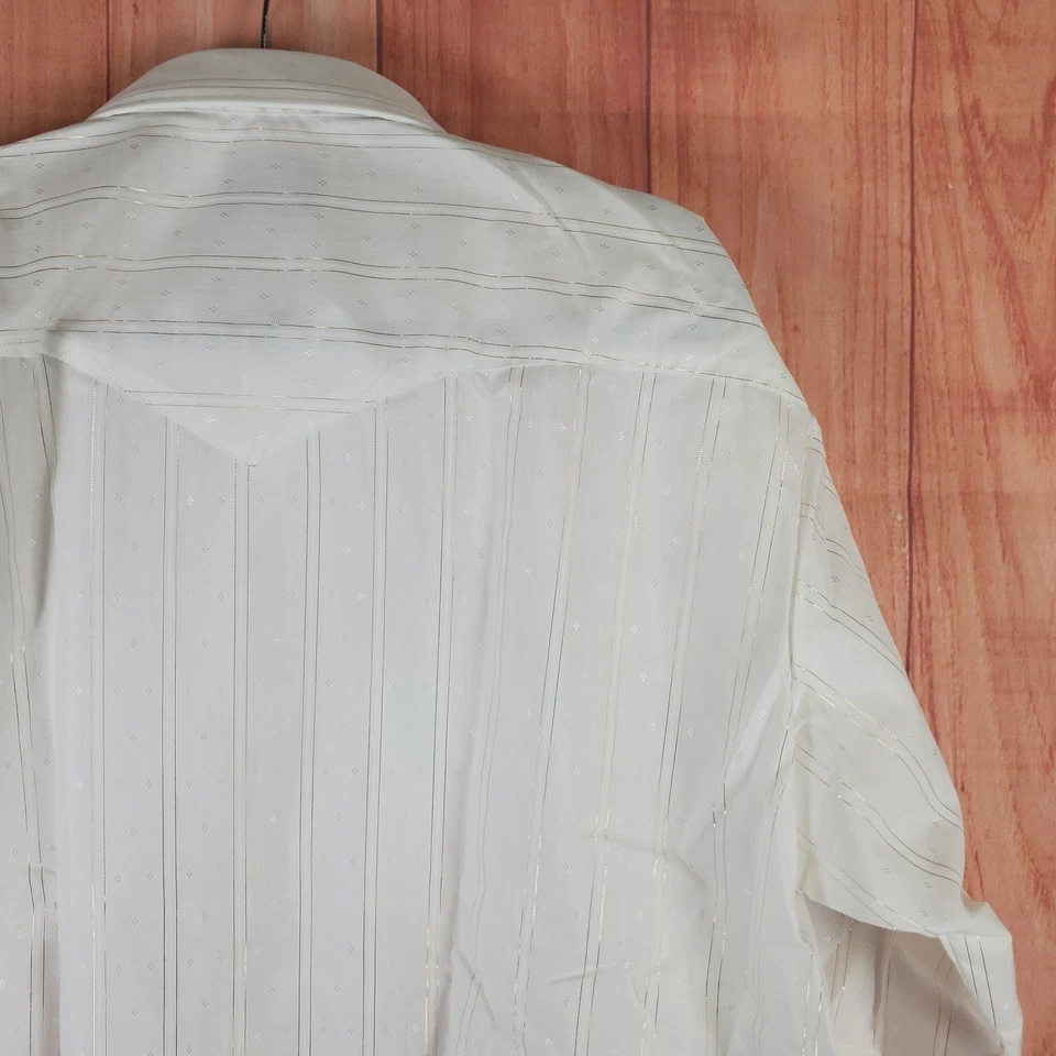 Camisa de vestir vintage H BAR C California Ranchwear para hombre 17,5/35 algodón a rayas Foto 4 de 4