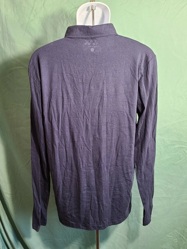 NWT Boohoo Men's Button Down Navy Muscle Fit Jersey Shirt XL Extra Large - Picture 3 of 4