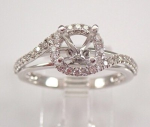 Authentic 14k White Gold Plated 1Ct Real Moissanite Halo Engagement Ring Semi Mounting