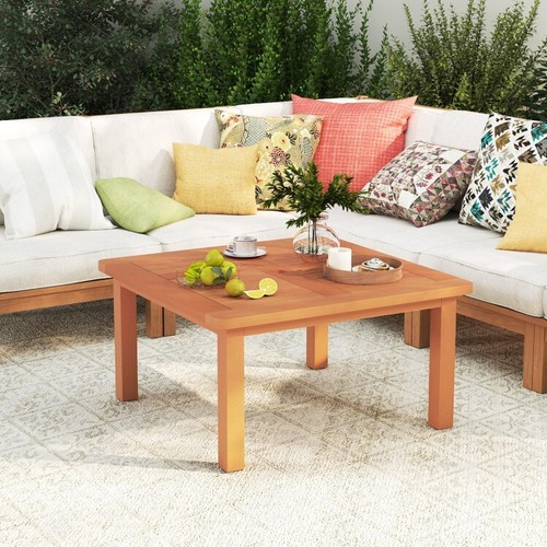 Outdoor Patio Dining Table W/ 2" Umbrella Hole Coffee Square End Table Furniture - Picture 2 of 15