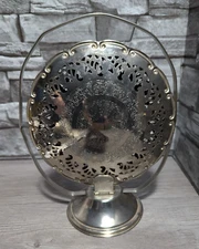 Vintage Sheridan Silver Plated Folding Cake Dessert Serving Stand Tray Dish