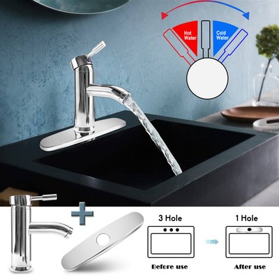 Bathroom Sink Faucet Waterfall Spout Mixer Tap Single Handle 3