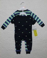 NEW CARTERS BOYS 4 PIECE SLEEPWEAR PAJAMA SET GREEN BLUE WHALES SIZE 12 MONTH
