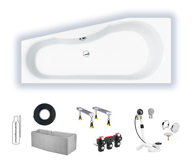 Badewanne Raumspar Repabad Tika/Sika 170x75/50x46 Rechts Mittelablauf 0015105